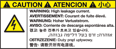 High leakage current warning label